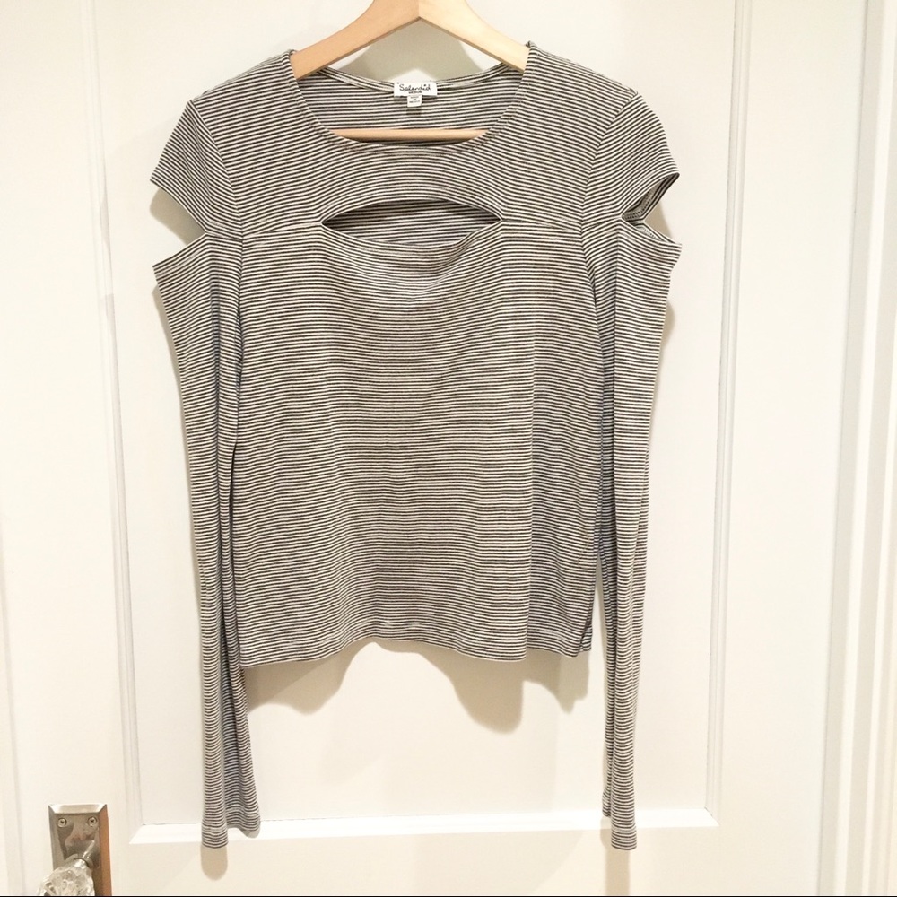 ⭐️ Splendid Striped Long Sleeve Tee Cutouts Cropped M